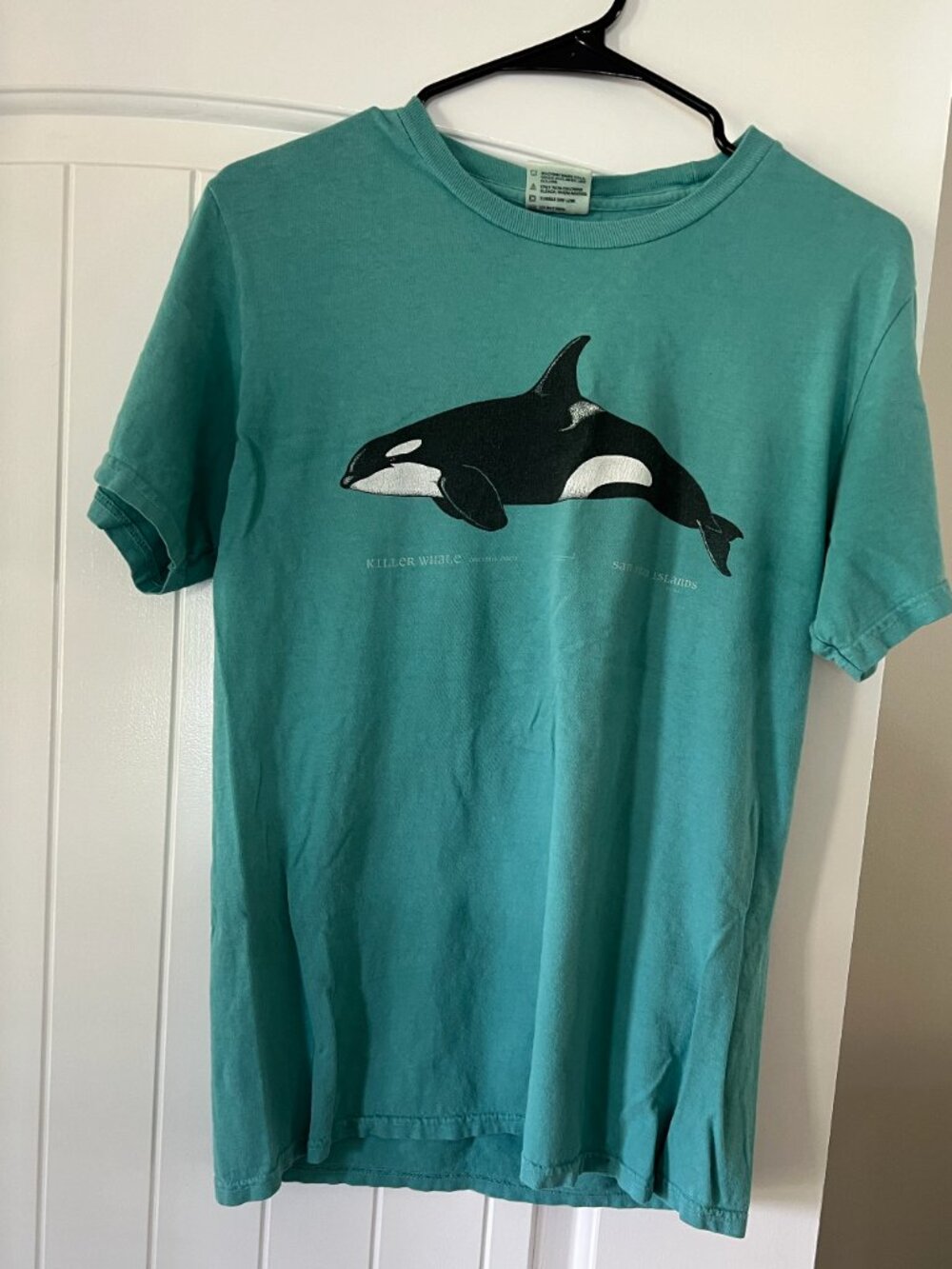 Small Aquamarine Orca Port & Company Shirt San Juan Islands